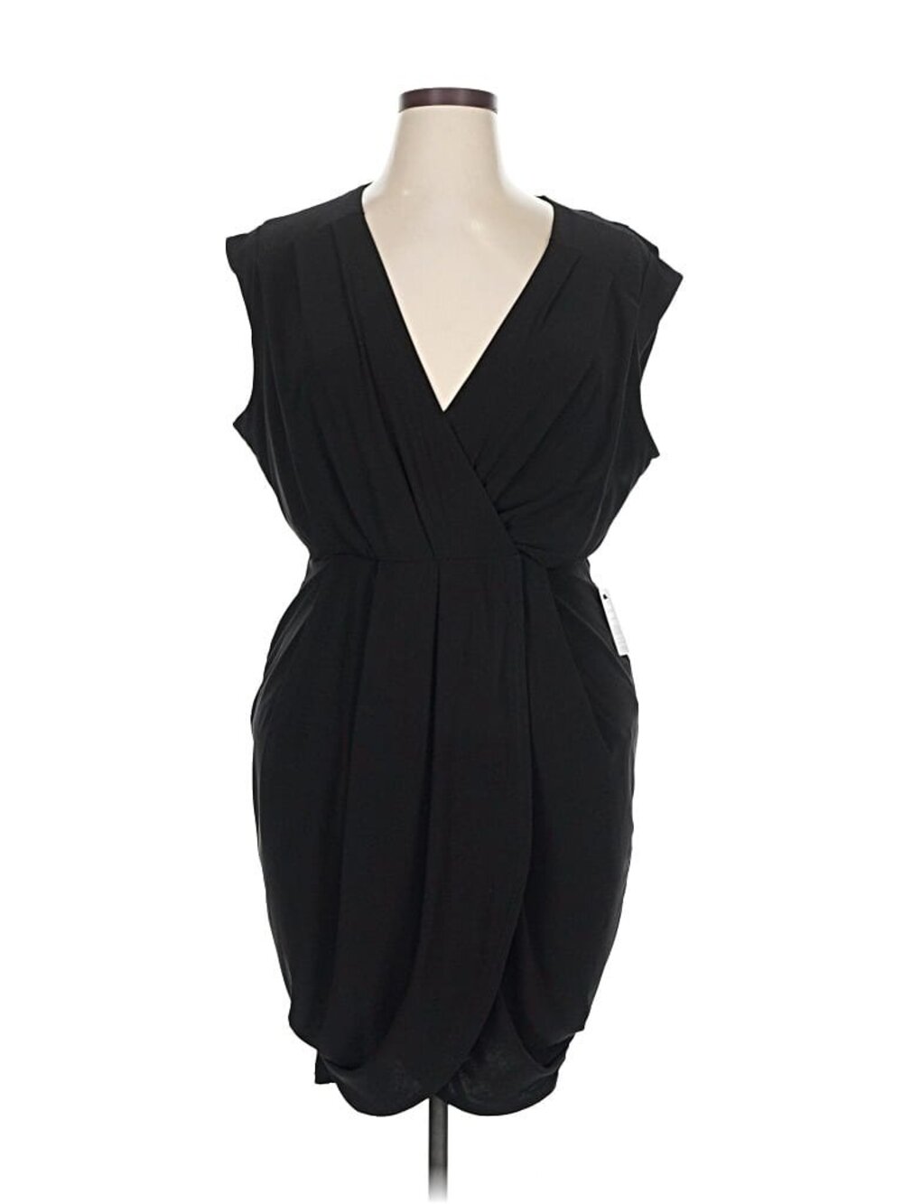 Express V-Neck Faux Wrap Pleated Mini Sheath Dress - Picture 4 of 9